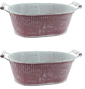 finehomegarden Metall Jardiniere mit Henkel 2 Stück Pflanztopf Übertopf Ø29x15cm H10cm brombeer Blumentopf Pflanzschale