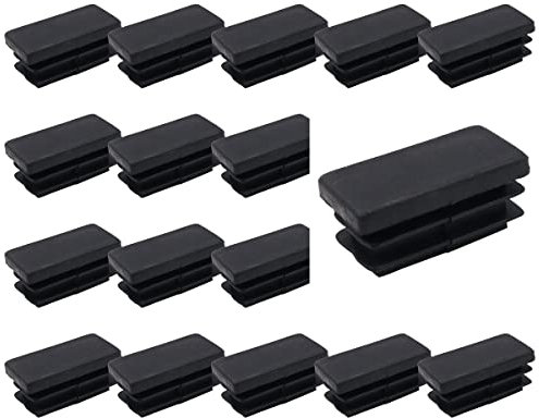 20 Stück NUZAMAS Rechteckige Schwarze Kunststoff-Endkappen; 15 x 30 mm Kunststoffstopfen, Rechteckrohr-Anti-Rutsch-Matte, Kunststoffkappen-Endrohreinsatz für Stühle, Schreibtische, Tische, Betten