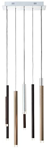Brilliant 8 flammige LED Hängelampe - höhenverstellbare Pendelleuchte im Coffee Stil dimmbar in 3 Stufen über Wandschalter aus Metall/Kunststoff, in aluminium/schwarz/braun/kaffee - 40x25cm