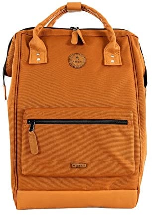 CABAIA - Sac à Dos Adventurer Turin - Maxi 23L - Déperlant - Compartiment Ordinateur Portable 15 - 2 Poches - Certifié Vegan - Sac Voyage, Affaires, École pour Homme et Femme - Marron