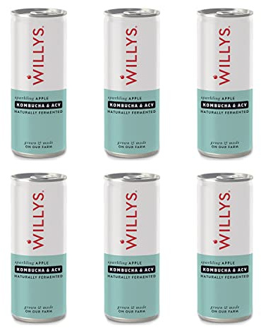 Willys ACV - Willy's Sparkling Apple, Kombucha & ACV Drink (Apple Cider Vinegar) 250ml Can - Pack of 6