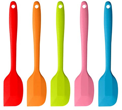 Juego de 5 espátulas de silicona, núcleo de metal, resistentes al calor, antiadherentes, utensilios de cocina para cocinar y hornear