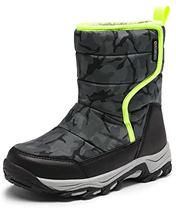 DREAM PAIRS Kids Ragazzi e Ragazze Invernali Stivali da Neve Caldi Stivali Invernali Antiscivolo,Size 36,Mimetico/Grigio,SDSB2222K