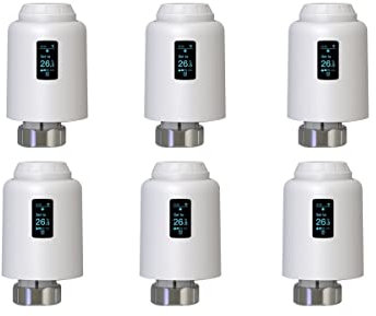 SPORTARC 6PCS Smart Radiator Thermostat, Zigbee Thermostatic Radiator Valve TRV Programmable Central Heating System Accessories, Works with Tuya and Alexa, Google
