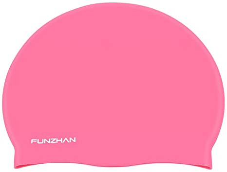 Funzhan Silicone Swim Cap Adult Unisex for Long Hair Women Men (Pink)