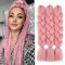 WoWCFyyds 3Packs Kanekalon Kunsthaar Hair Jumbo Braids Extensions Ombre Braiding Hair Haarverlängerung 24Kunsthaare Haare Zum Flechten Box Braid Haar（Huma Rosa）
