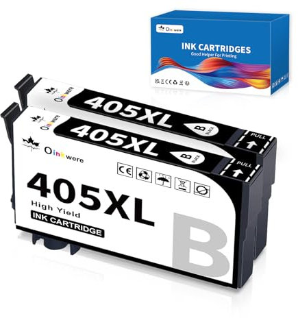 OINKWERE Cartuchos de Tinta 405 XL Negro para Epson 405 Cartuchos para Workforce Pro WF-3820 WF-3825 WF-4820 WF-4825 WF-7310 WF-7830 WF-7835 WF-7840 (2-Negro)