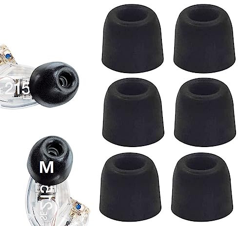 BLLQ Ersatz-Ohrstöpsel aus Memory-Schaum, kompatibel mit Shure SE215, AONIC 215, SE112, SE315, SE425, SE530, SE535, Geräuschunterdrückung, 6 Stück, 3 Paar, Größe M, 524M