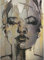 MHLCMG Leinwand Malerei Abstrakte Goldene Mädchen Gesicht Bilder Wandkunst Frauen Moderne Poster Kunstdruck Bild Wand Wohnzimmer Schlafzimmer Dekor Kein Rahmen (70X105CM)