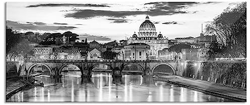Pixxprint Glasbild Panorama, Wandbild aus Echtglas, der Basilika St. Peter in Rom, 100x40 cm, inkl. Aufhängung und Abstandshalter