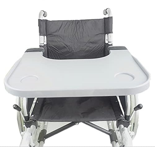 Rollstuhl Tablett aus ABS-Kunststoff Essen Rollstuhl Schoß Tablett Tisch 2 Halterungen, 52 x 58 cm,Grau Therapietisch Tray