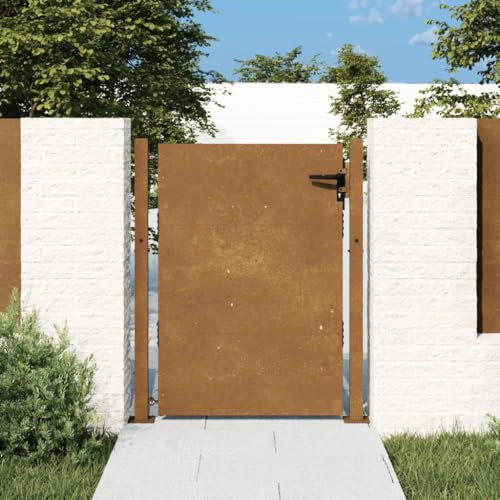 GuyAna Puerta de jardín Acero corten Puerta Jardin Metalica Puerta Entrada Exterior 105x155 cm