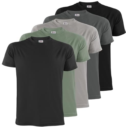 ALPIDEX Herren T-Shirts 5er Set Rundhals einfarbig S M L XL XXL 3XL 4XL 5XL, Größe:L, Farbe:Storm