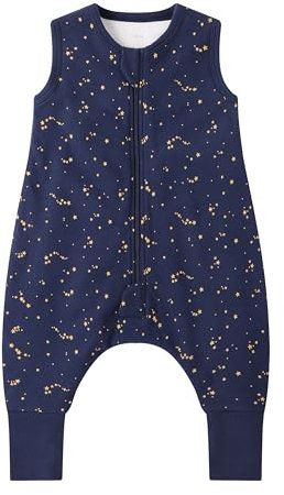 Owlivia 1.0 Tog Baby Schlafsack aus 100% Bio-Baumwolle mit Füßen - Ganzjähriger Komfort für Ihr Kleinkind, Sternenhimmel 90 cm (3 Jahre)