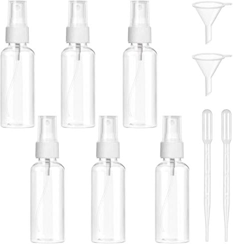 ACWOO Flaconi Spray in Trasparente, 50ml Plastica Bottiglia Atomizzatore,Spray Ricaricabile per Nebulizzazione Fine, Flacone Spray Vuoto Piccoli per Profumi, Liquidi Cosmetici(Confezione da 6)