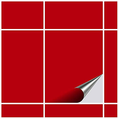 FoLIESEN - Autocollants pour Carreaux 19,5x24,5 cm | Film Autocollant pour carrelage de Salle de Bains et de Cuisine | Retirable sans résidus | 50 carrelage adhesif, .:Rouge Brillant