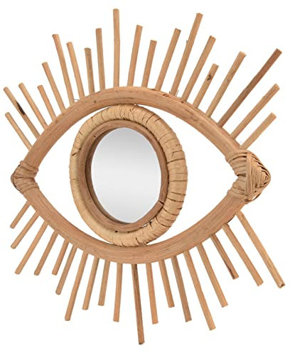 BEIJIALY Boho Nordic Make-up-Spiegel, Dekorativer Augen-Wandspiegel, Rattan-Spiegel, Rattan-gewebter Augenform-Wandbehangspiegel, Böhmische Wandkunst-Augenspiegel für Zuhause, Hotel, Badezimmer