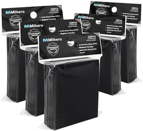Mlikero 500 Stück Weiche Sammelkartenhüllen, 66 x 91 mm Standardgröße Sammelkarten Karten Hüllen, Perfekte Passform fit für Sammelkarten, Sportkarten (Schwarz)