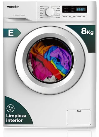 Wonder Lavadora 8Kg Carga Frontal Blanco WL8200ED. 1750W, 1200rpm, 12 Programas, Función Stop&Go, Tambor Diamante, Clase de Eficiencia Energética E