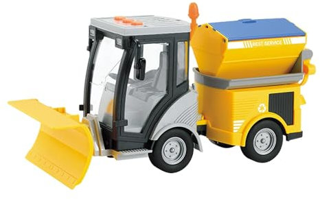 AWHAO Giocattolo per Spazzatrice Stradale di Simulazione per Bambini, Veicolo con Ruote Elettriche Ad Attrito 1:16 per Regalo di Compleanno per Ragazze, Giallo