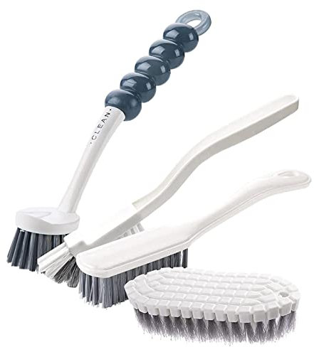 Teksome 5-teiliges Tiefenreinigungsbürsten-Set für den Haushalt, 4-teiliges Scheuerbürsten-Set mit Griffen, Spülbürste und Badezimmerbürste, Fugendüse und Schuhbürste für multifunktionale Reinigung,