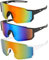 Jostift 3 Stück Fahrradbrille für Herren Damen Fahrradbrille Winddicht, Sport Sonnenbrille Radfahrer Brille für Herren Damen UV400 Schutz für Outdoorsport, Radfahren