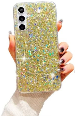 SEHEYA Hülle Kompatibel mit Samsung Galaxy A21s Glitzer Pailletten Handyhülle Transparent Silikon Case Weiche TPU Klar TPU Bumper Ultra Dünn Schutzhülle Cover, Gold