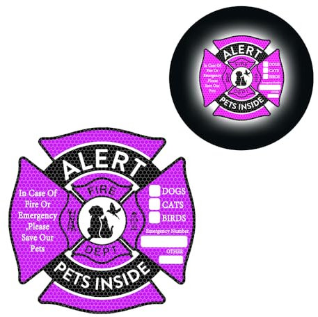 Nouiroy Notfall-Aufkleber für Haustiere, Feuerrettungsalarm, Sicherheitsaufkleber, selbstklebender Haustier-Alarm, Vinyl-Aufkleber, Speichern Sie Hund, Katze, Vogel, Aufkleber für Tür, Auto, SUV
