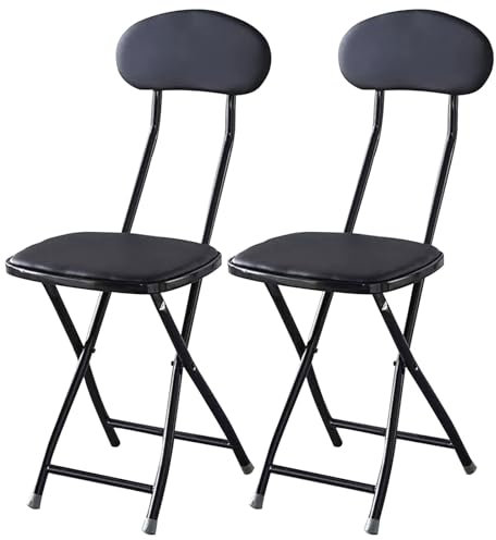 Sgabello Pieghevole Alto, Sedie Pieghevoli Imbottite, Sgabelli da Bar Pieghevoli con Schienale, Sgabelli da Bar Alti per Cucina Interna Negozio (Color : Black 2pcs, Size : 45cm/18in)