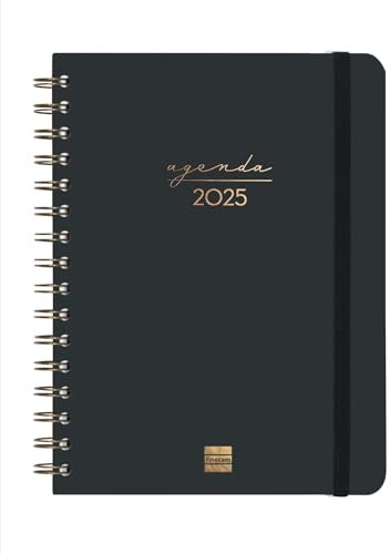 Finocam - Terminplaner Spiralbindung Alma 2025 Wochenansicht Vertikal Januar 2025 bis Dezember 2025 (12 Monate) Schwarz International