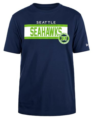 Seattle Seahawks Unisex NFL Regular T-Shirt High Density Ink Screenprint Front Graphic Seattle Seahawks Original Team Color T-Shirt (1er Pack)