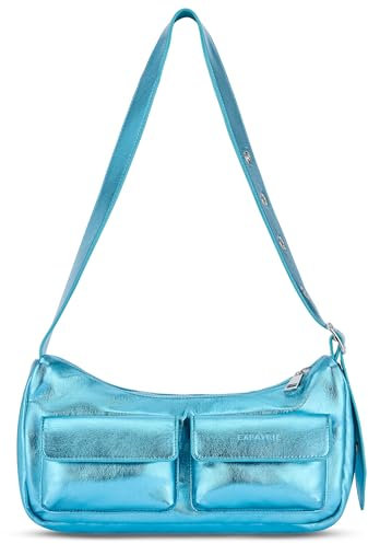 Expatrié Schultertasche Damen Blau Metallic - Electra - Kleine Handtasche für Party & Freizeit - Elegante Tasche mit Trageriemen - Aestetic Shoulderbag Women