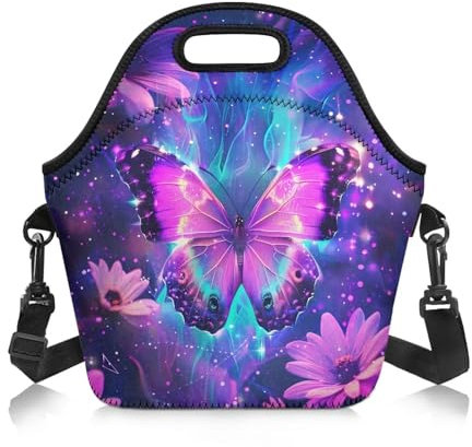 COEQINE Lonchera morada para adultos y mujeres, mochila de almuerzo cruzada con asas suaves para mujer, bolsa de trabajo, bolsa de picnic, accesorios de viaje