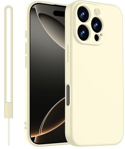 KPPIT for iPhone 16 Pro Max case silicone,for iPhone 16 Pro Max Phone case shockproof 6.9,Full camera coverage Military-Grade Protection 360°,With hand strap slim Case-Retro White