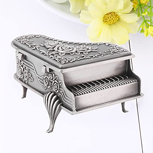 Boîte à Bijoux les Femms,boîte à musique avec piano Vintage en Alliage de Zinc pour Broches Boucles d'oreilles