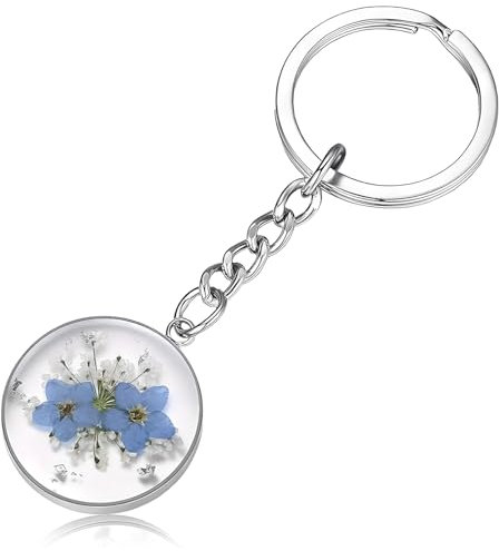 Landrain Queen Anne's Lace Wildflower Vergissmeinnicht Geschenk, Schlüsselanhänger Glitzer