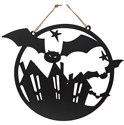 Halloween-Hexenhut-Hängetafel Holz mit Skelettkopf für Nachtdekorationen (1 Stück) Deckenhalterung Liebesschaukel (B, One Size)