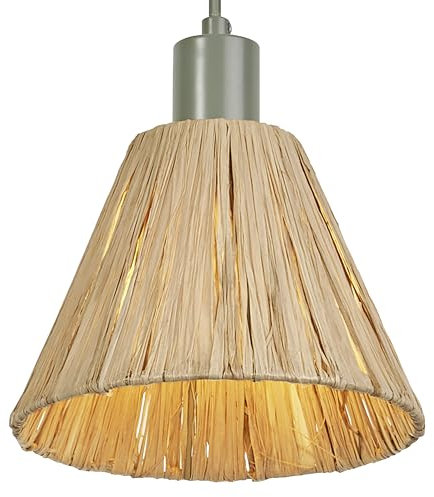 LEDVANCE Bundle mit Pendelleuchte Decor Raffia grün-braun aus Bast und Metall, 200 mm Durchmesser, inkl. OSRAM LED Filament Lampe E27, in klassischer Kolbenform, EEK A, 60W-Ersatz, 2700K