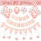 80th BIrthday Decorations for Women-Rose Gold 80th Birthday Banners for Her,80th Party Decor Happy 80th Birthday Banner Bunting Foil Hanging Swirls Triangle Flags Confetti Latex Balloons