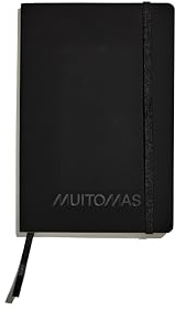 Muitomas, Block Notes A5, Notebook Appunti per Ufficio, con Copertina Morbida, Tasca Interna e Chiusura ad Elastico, 120 Fogli a Righe, 13 x 21 cm, Colore Nero