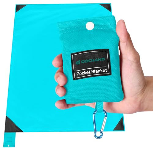 Odoland Picknickdecke 110 x 160 cm Ultraleicht Stranddecke Tragbare, Sandabweisende Camingmatte Kompakt Outdoor Decke für BBQ, Strand, Reisen, Camping und Picknick