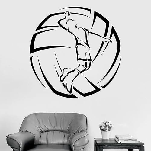 Wandtattoo Volleyball, Spieler, Ball, Sport, Vinyl, Aufkleber, Fenster, Wandbild, Stadion, Umkleide, Kunstdekor, entfernbare Aufkleber, 42 x 42 cm
