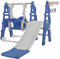 Warmiehomy Kids Slide Swing Set, Indoor Outdoor Toddler Slide Playset with Basketball Hoop, Climber Frame, Swing, 4in1 Playground for Boys Age 1 2 3, Birthday for Kids Age 1-3, Blue