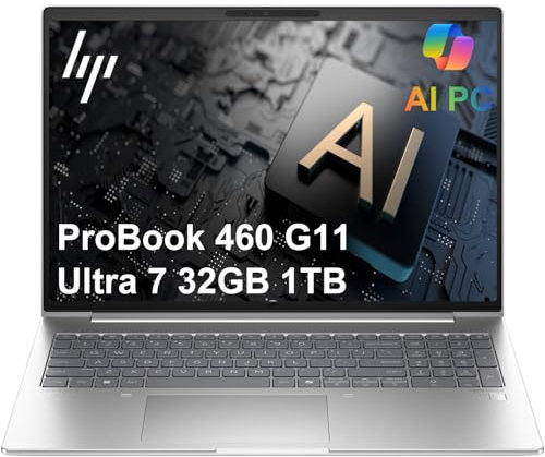 HP ProBook 460 G11 Business Laptop (16 FHD+, Intel Ultra 7 155U, 32GB DDR5 RAM, 1TB SSD) HP Wolf Security, Backlit Numeric KB, 1080P IR Webcam, Fingerprint, Ethernet, Win 11 Pro w/AI Copilot