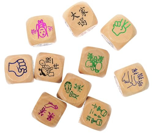 ibasenice 10er-Set 2,5 cm Naturfarbene Holz-würfel Bunte 6-seitige Spielwürfel Für Gesellschaftsspiele Familien Brettspiele Partyspiele Mit Abwechslungsreichen Mustern Für Interaktion Und Kreativität