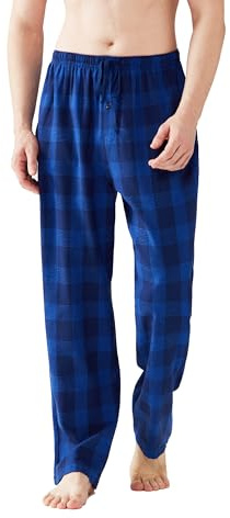 Jveyvth Pantalon de Pyjama Pour Homme, Pantalon de Nuit à Carreaux En Flanelle de Coton, Pantalons de Pyjama Avec Poches Et Braguette Boutonnée