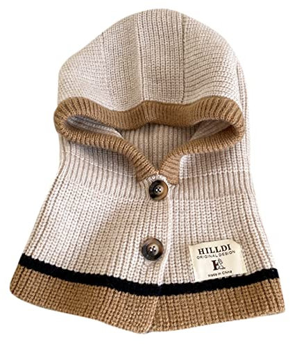 pumpumlia Kapuzen-Schal, gestrickt, für Herbst und Winter, modisch, gestrickt, Nackenwärmer, mit Ohrenklappe