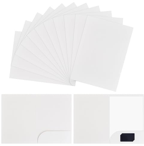 Lot de 20 Chemise Cartonnée A4 avec Rabat,350gsm Porte Documents Carton avec Fentes,Pochette de Classement en Papier Kraft,Chemise de Presentation Dossier Carton A4 pour Bureau Scolaire (Blanc)