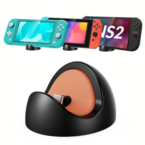 Gorixer Docking station portatile per Nintendo Switch 2 (2025) o 1/Lite/OLED,Mini caricatore Switch Ufficiale& Accessori, Nero