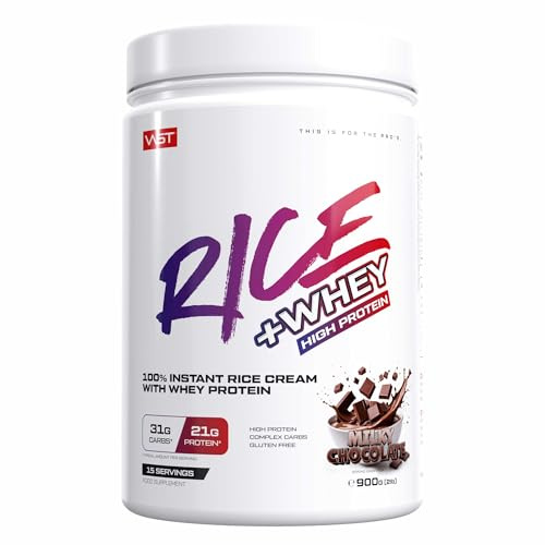 VAST RICE + WHEY – Milky Chocolate – 900g – Instant Reispudding mit Whey Protein – High Protein – Schnelle Zubereitung – Ideal zum Frühstück oder Preworkoutmeal – Ohne zugesetzten Zucker, glutenfrei